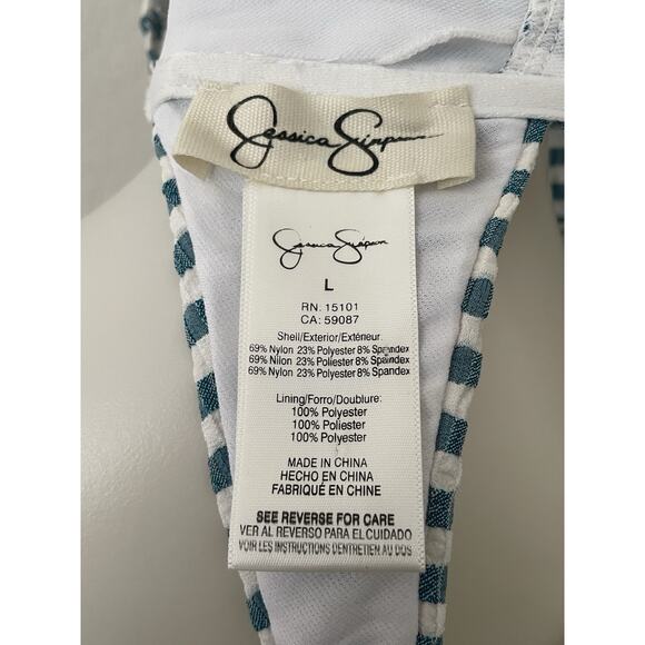 Jessica Simpson Swim Bikini Top Multicolor Striped Seersucker Swimwear - Picture 9 of 10